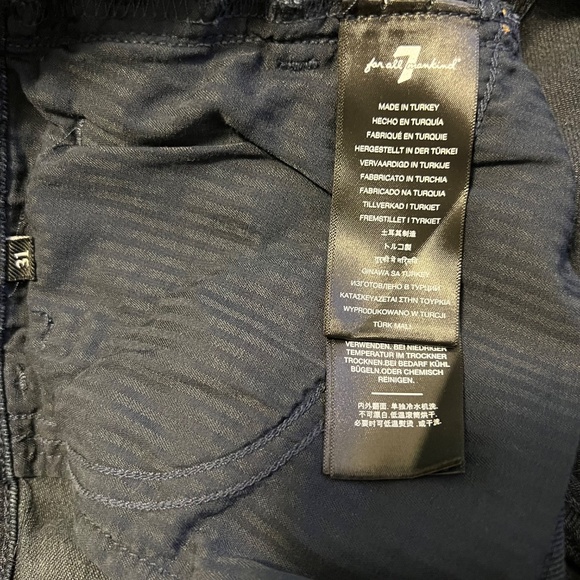 NWT 7 For All Mankind Easy Slim High Rise Blue Jeans Women's Size 31 Ripped Knee - Picture 10 of 12